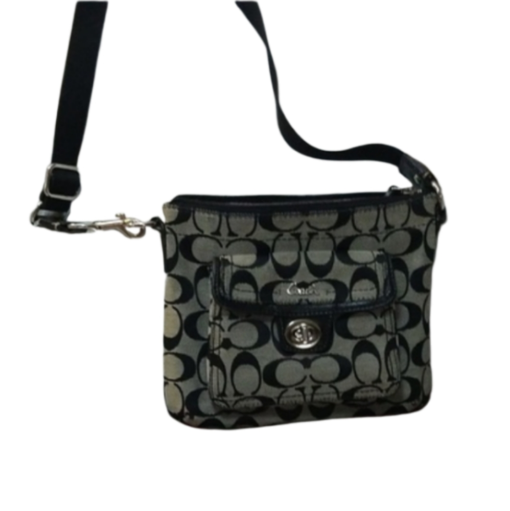 Coach Satchel gray and black with Strap